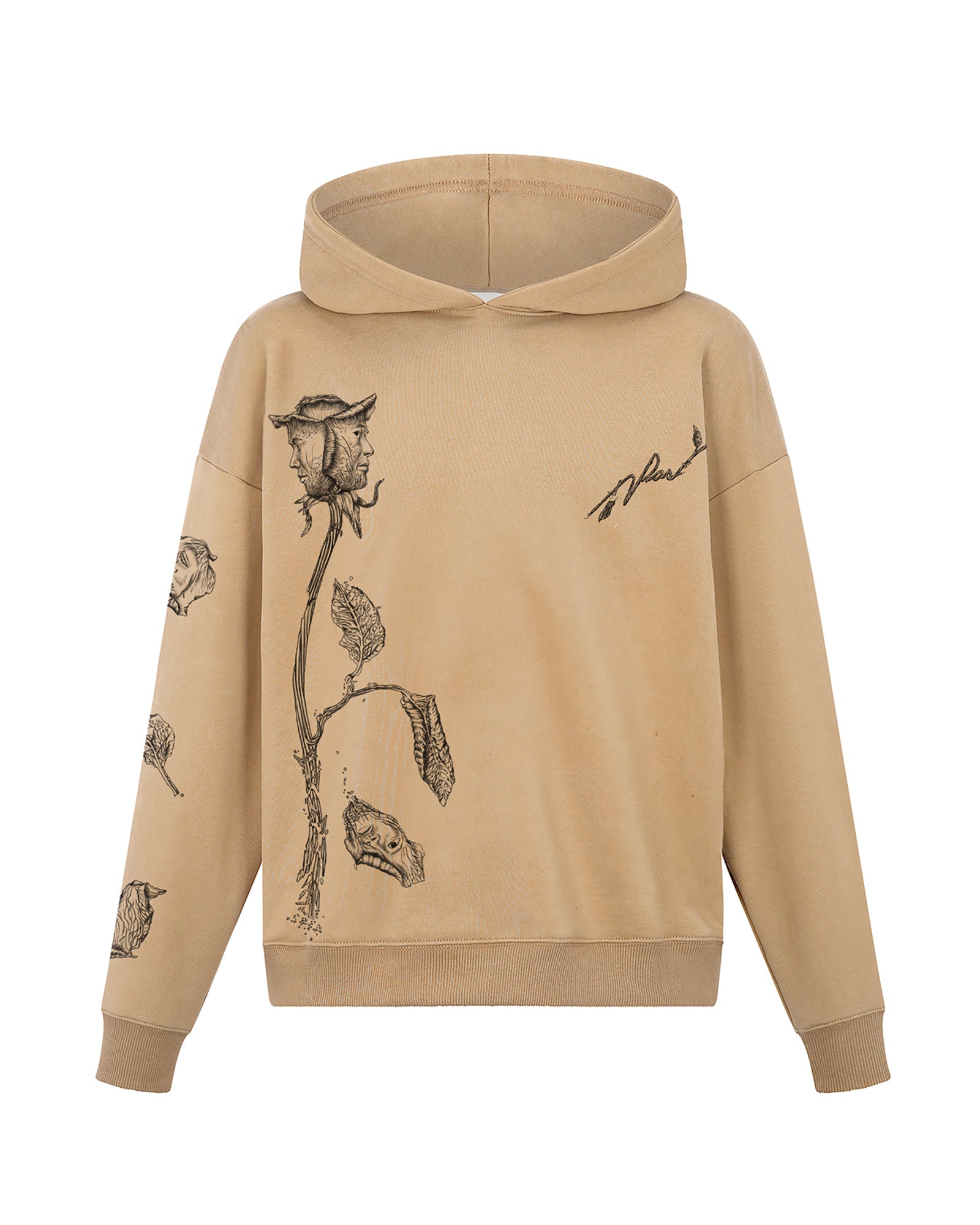 Johnson Tsang Falling Rose Petals Hoodie (Camel)