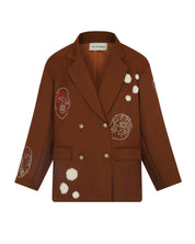 Johnson Tsang Hand-Embroidered Wool Blazer (Brown)