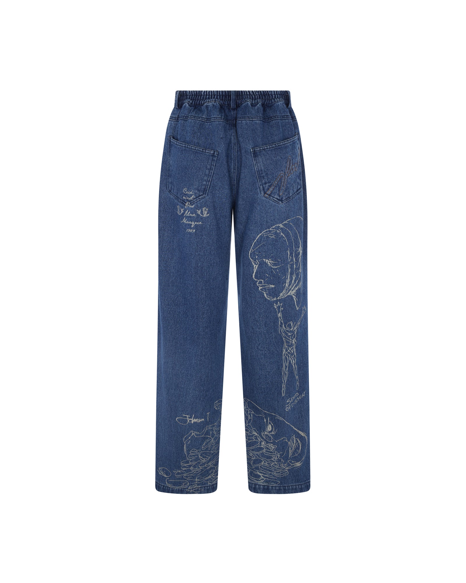 Johnson Tsang Heavy Washed Laser Denim Pants (Blue)