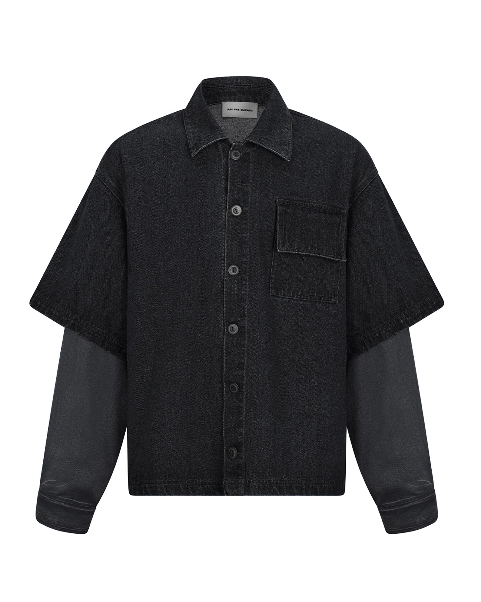 Double Sleeve Denim Shirt (Black)