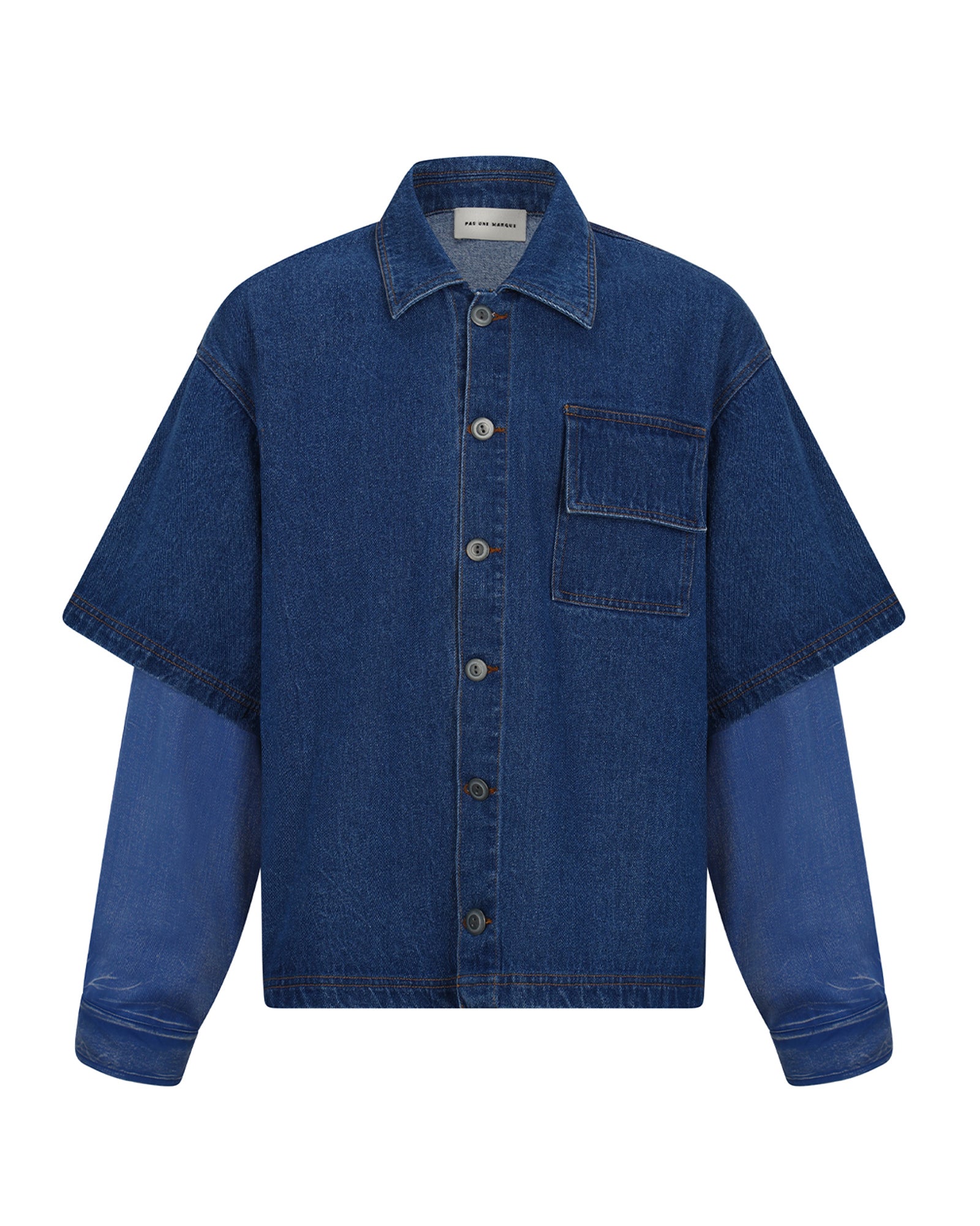 Double-Sleeve Denim Shirt (Blue)